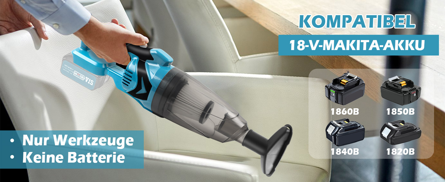 Акумуляторний пилосос Makita 18V: портативний ручний пилосос 140W 10500Pa з 4 насадками для дому та авто (без акумулятора)