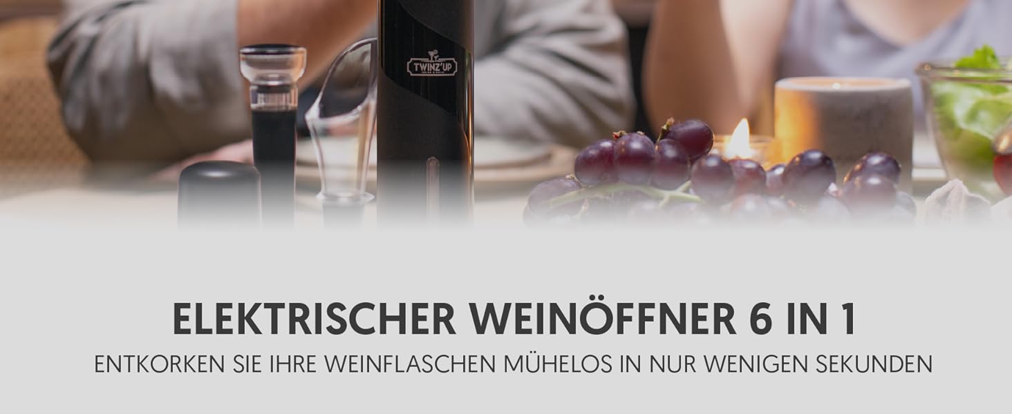 Електричний відкривачка для вина 6-в-1 з USB-кабелем: відкривачка, різак, виливач, вакуумний насос, закривач. Ідеально для любителів вина