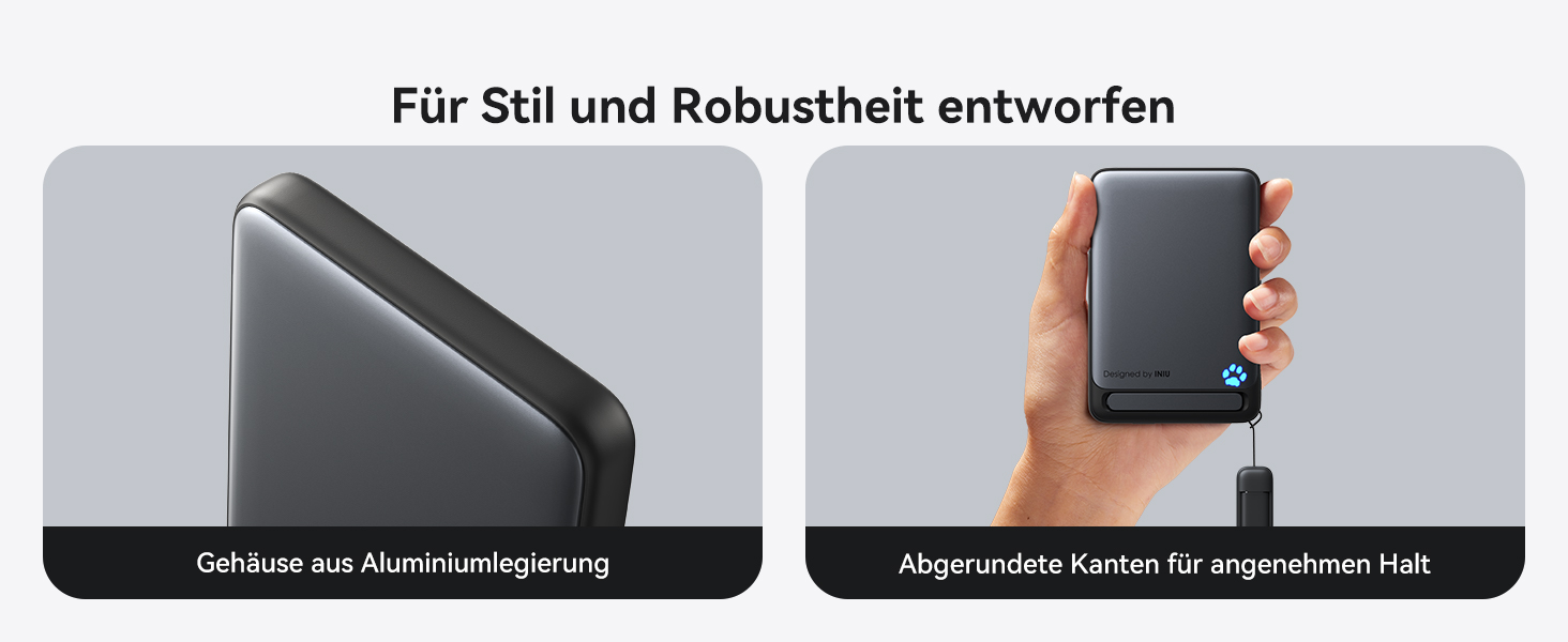 Power Bank INIU Magsafe 20W 5000mAh з магнітним кріпленням, Qi2, USB-C, з кабелем та підставкою, чорний
