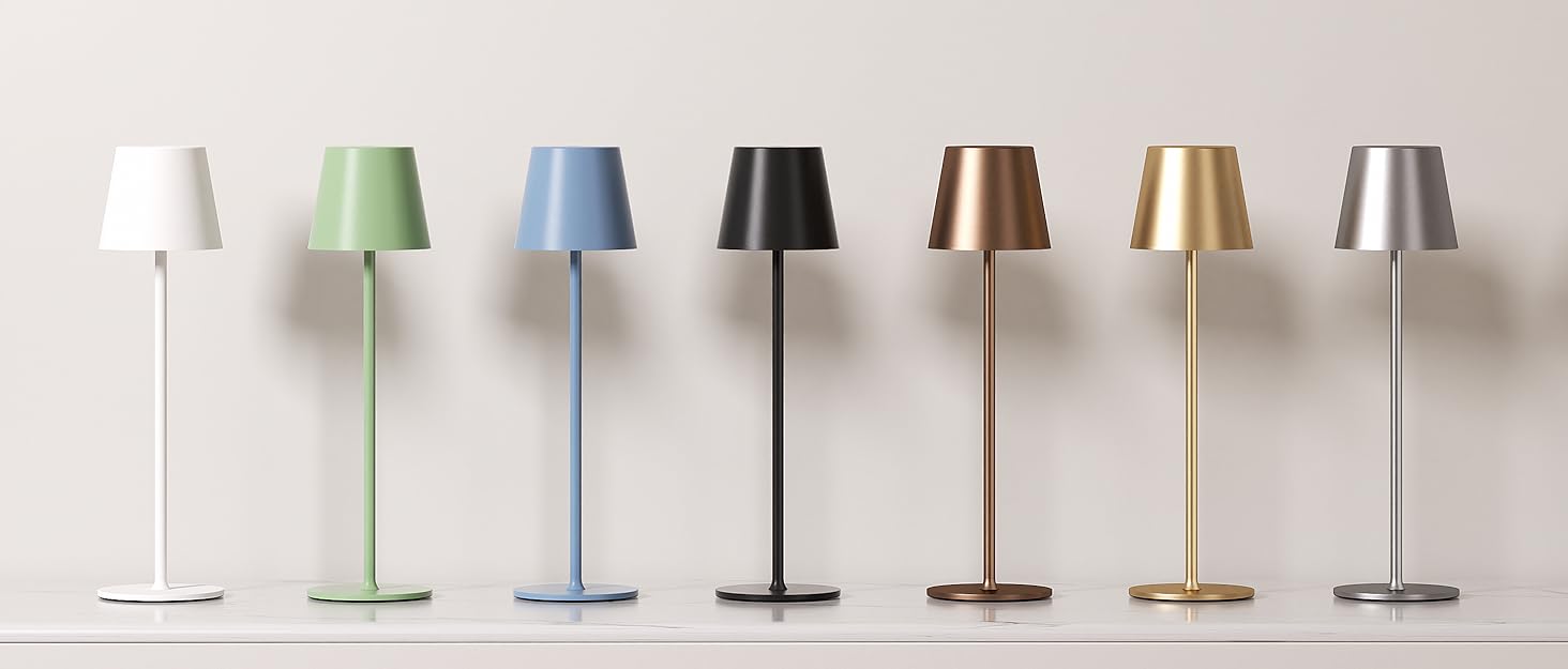 Акумуляторна настільна лампа LED бездротова з USB-C зарядкою, димується, 3 режими світла, чорна - для дому, кемпінгу