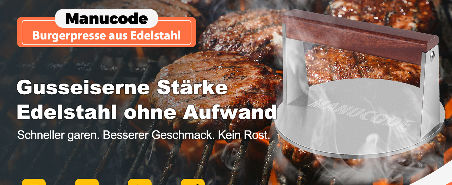 Прес для smash-бургерів із нержавіючої сталі, круглий, 17 см, 1000 г — Вага для стейків та бургерів