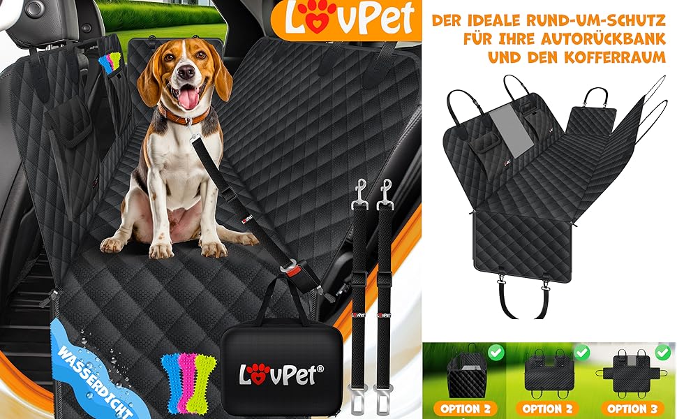 Захист для автосидіння та багажника Lovpet® 2в1 для собак - водовідштовхувальна, універсальна, з боковими захистами та оглядовим вікном (чорний)