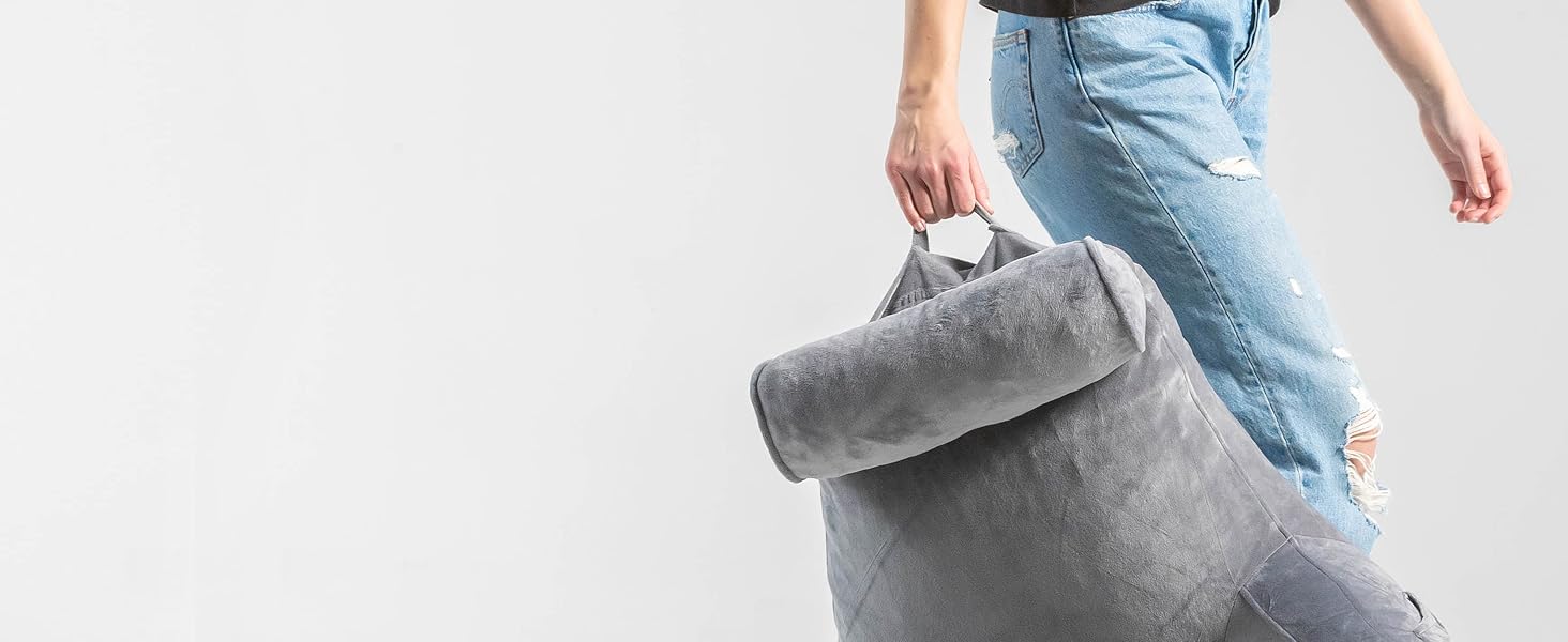 Подушка для читання Ella Lesekissen для ліжка та дивану з знімною подушкою для шиї - спинна подушка для ліжка. Подушка для читання з піною з пам'яті з підлокітниками, ідеальна для читання, перегляду телевізора, відпочинку або як спинна підтримка - сірого кольору