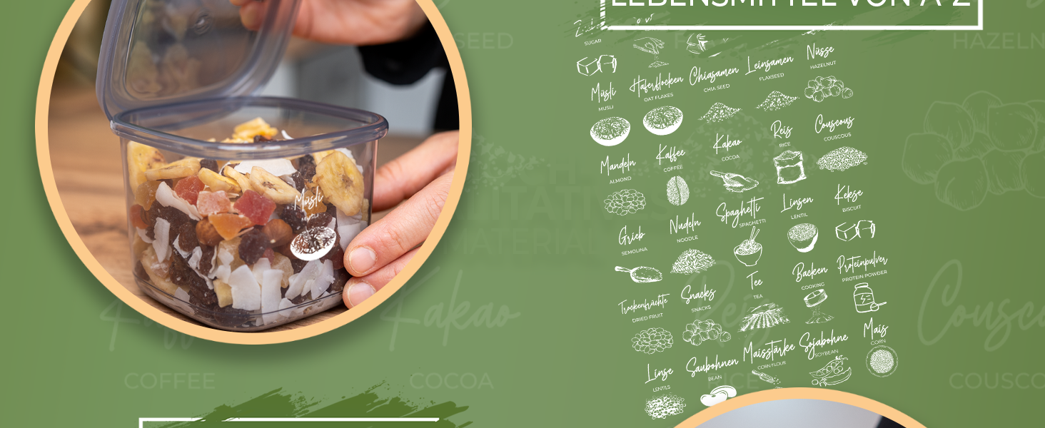 Набір герметичних контейнерів Viwares для зберігання продуктів, спецій, мюслі, борошна – 36 штук, з кришками, органайзери для кухні, харчові пластикові контейнери