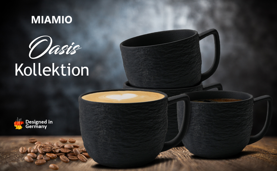 MIAMI – 450 ml Coffee Mugs / Set of 4 – Matte Ceramic Mug for Coffee, Latte, Cappuccino, and Tea – Oasis Collection