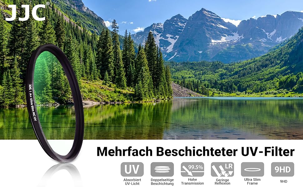 Фільтр UV JJC 49 мм, ультратонкий, багатошарове покриття, захист від UV-випромінювання, об'єктив для Canon Sony DSLR з різьбою 49 мм (Сріблястий)