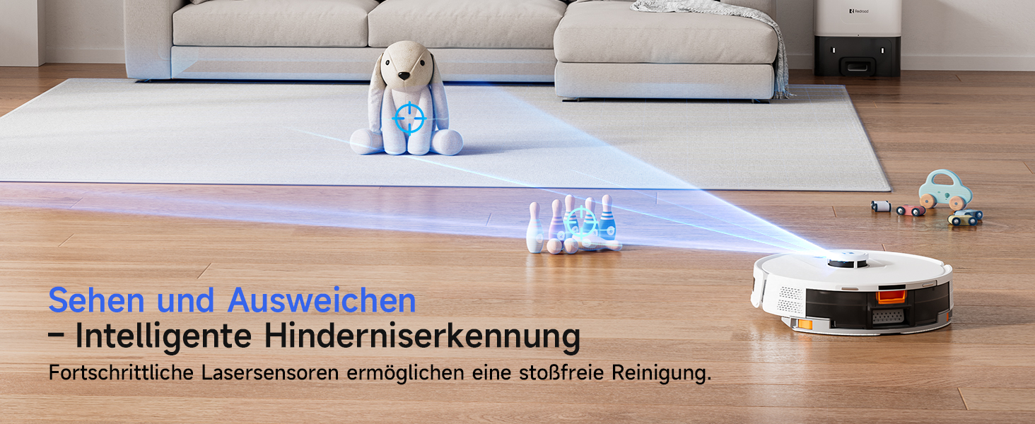 Робот-пилосос Redkey R11 з функцією миття, 20000Pa, док-станція 4L, захист від намотування волосся, LiDAR навігація, керування через додаток, для килима та шерсті тварин, білий