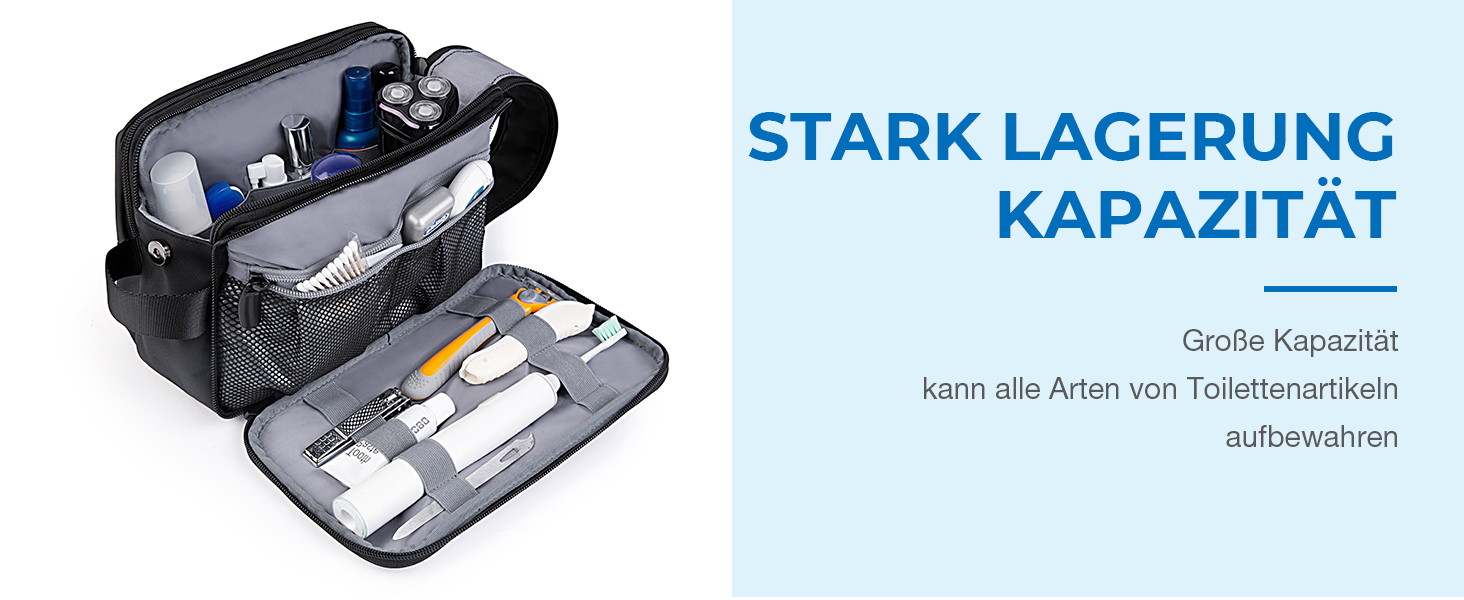 Чоловіча дорожня косметичка BAGSMART з подвійною блискавкою, великий об'єм, 5л, темно-сірий колір