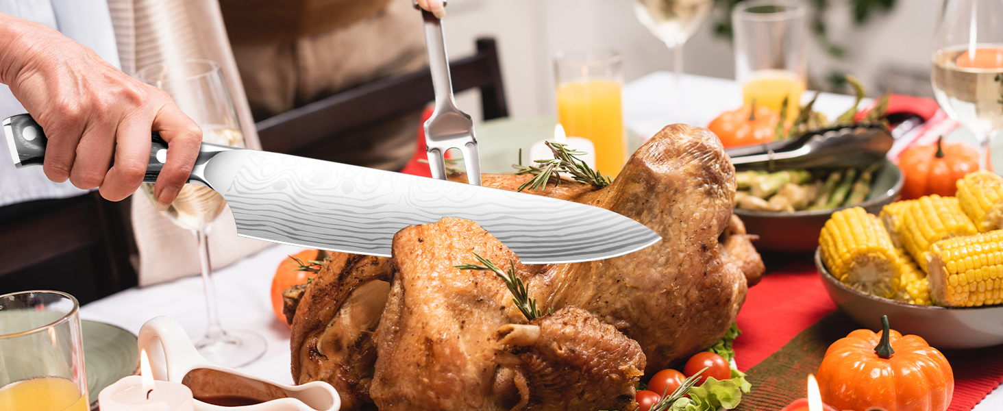 MOSFiATA Кухонний ніж 10 дюймів (25 см) - професійний ніж для м'яса з високоякісної сталі EN1.4116, ідеальний для шеф-кухарів, ніж для кухні, ніж кухаря, з подарунковою упаковкою