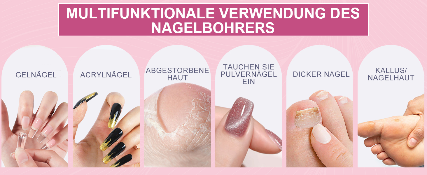 Електричний апарат для манікюру та педикюру Nagelfräser 12в1 з алмазним набором для гелю та акрилу, 40000 об/хв, білий