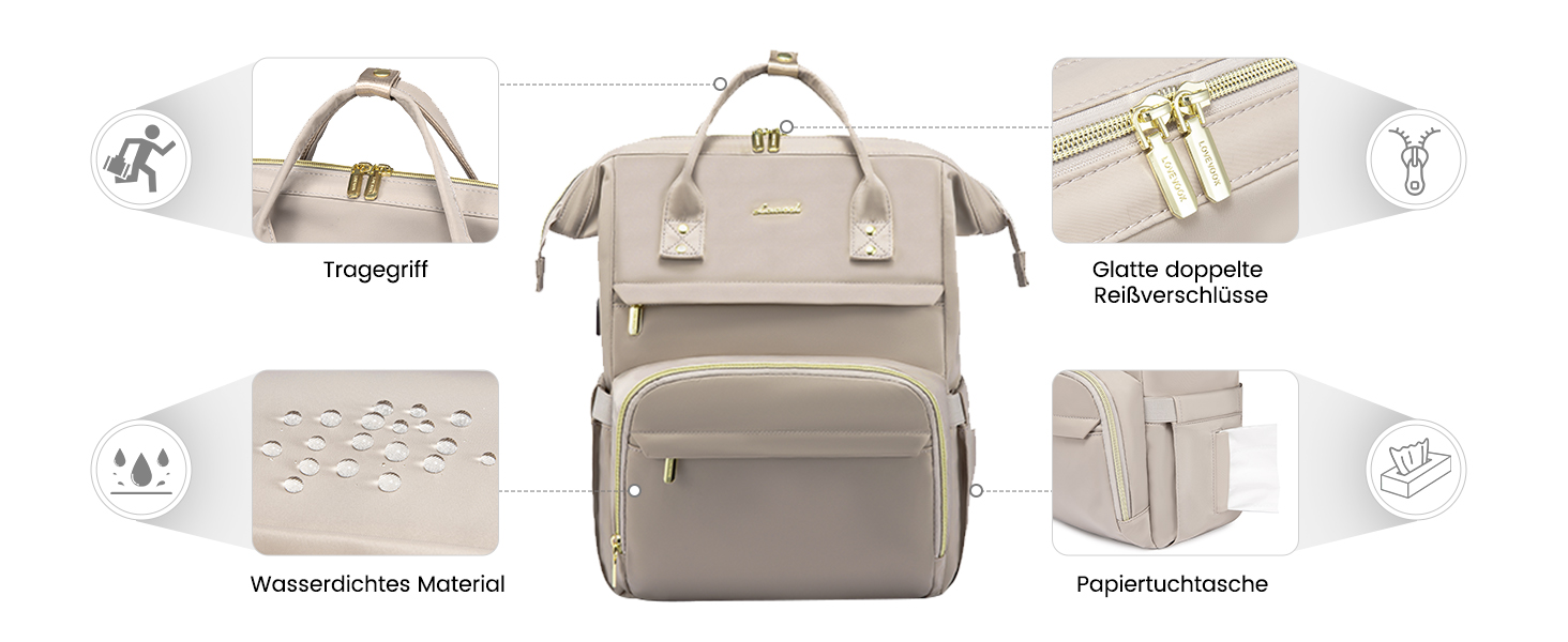 LOVEVOOK Рюкзак для жінок, шкільний рюкзак, рюкзак для ноутбука, водонепроникний, з USB-портом, для навчання, роботи, подорожей, темно-сірий, 17' (15.6', сірий Taro)