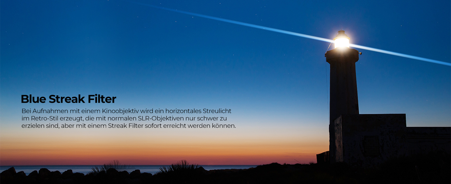 Фільтр K&F CONCEPT Blue Streak Anamorpher 82mm: Ефект синіх смуг, Nano-Xcel