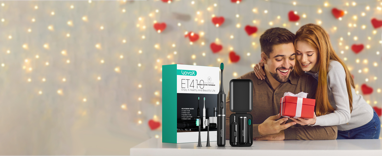 Електрична зубна щітка VOYOR-HEALTH ET410 Black: 5 режимів, для подорожей, USB-зарядка