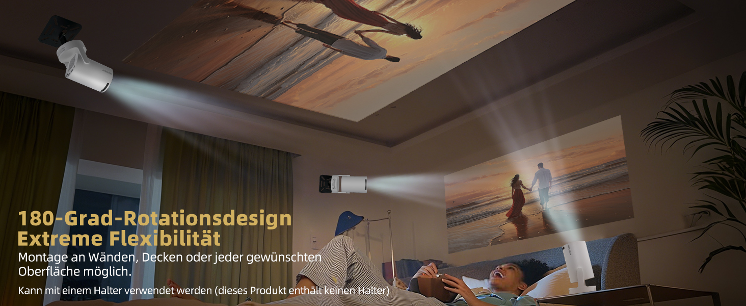 Beautiebeam Beamer: Міні проектор 4K з підтримкою 1080P, Android 11, Bluetooth 5.0, Wi-Fi 6, Автоматична корекція трапеції, для дому та на відкритому повітрі