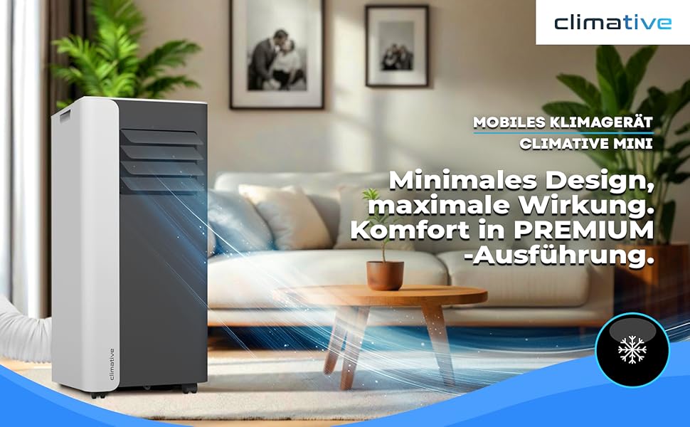 Мобільний кондиціонер 9000 BTU WiFi Tuya Smart, 2.6 кВт, 26 м², 3-в-1, з випускним шлангом, міні, комплект з ущільнювачем для вікна