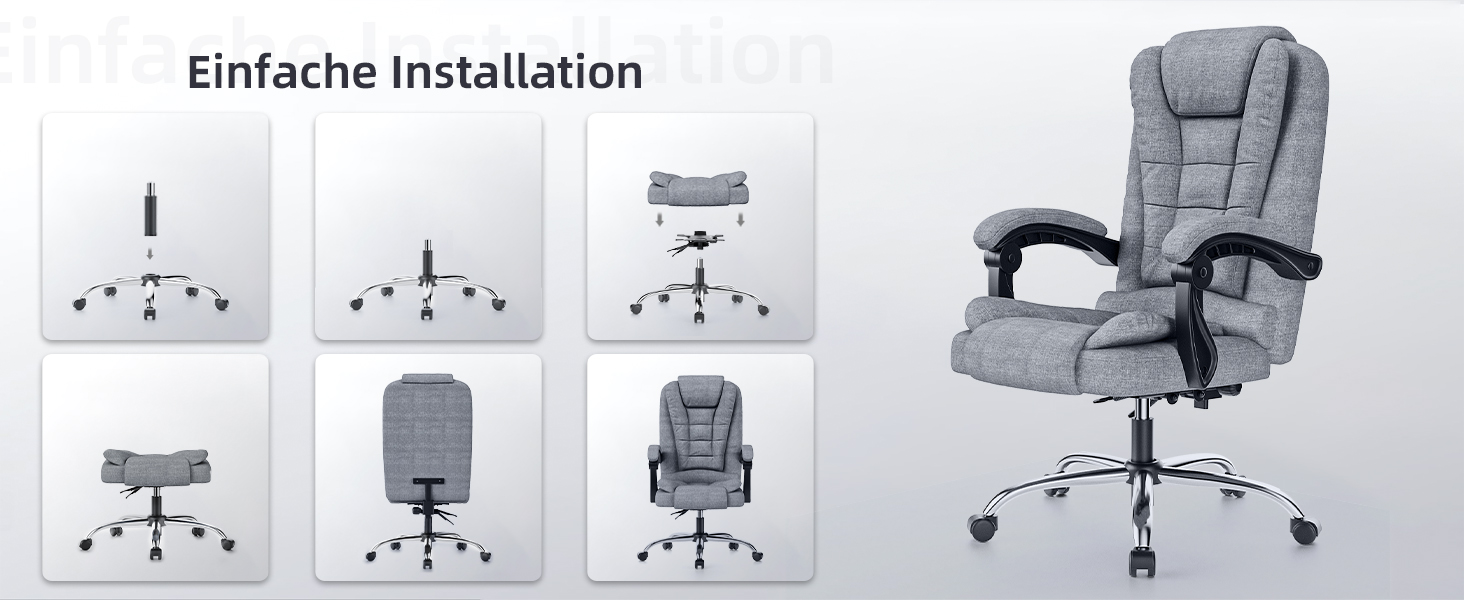 Крісло шеф-кухар Rattantree: ергономічний офісний стілець з регулюванням висоти, PU шкіра, сірий (без підніжки)