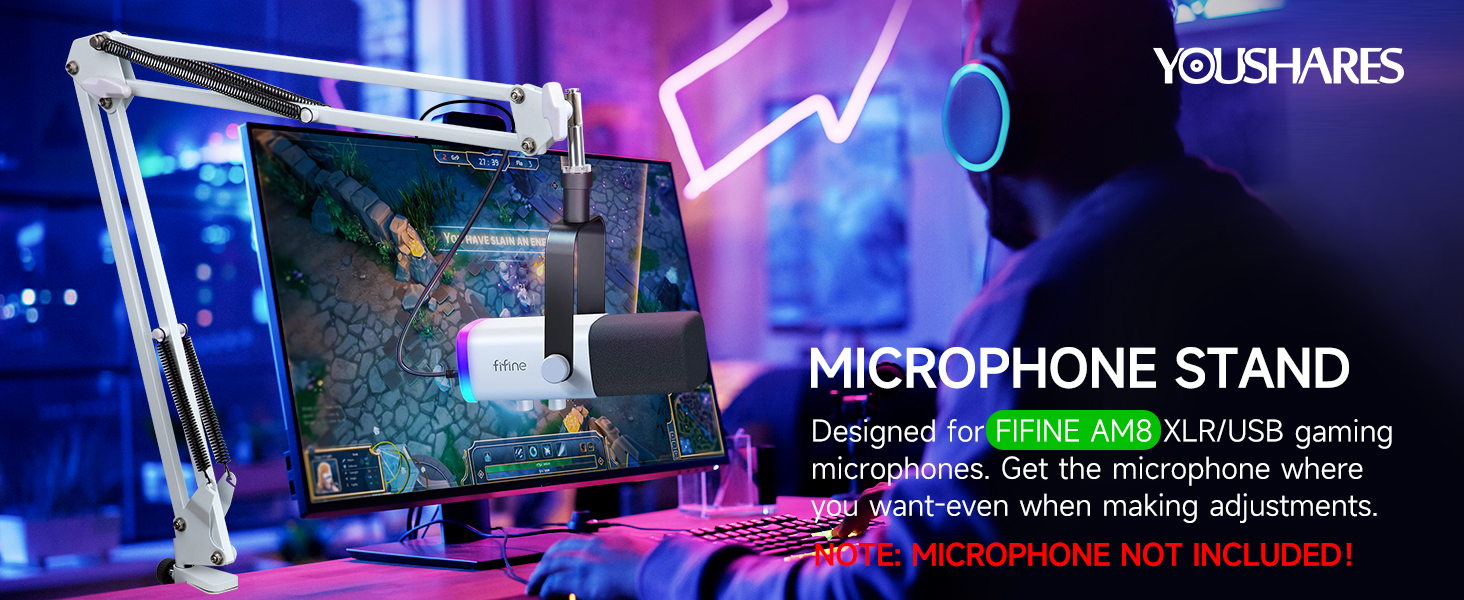 FIFINE K688 Тримач для мікрофона на пружинному кріпленні - Тримач для мікрофона з регулюванням, сумісний з FIFINE Recording XLR/USB мікрофонами, з кабелеутримувачами, для запису звуку