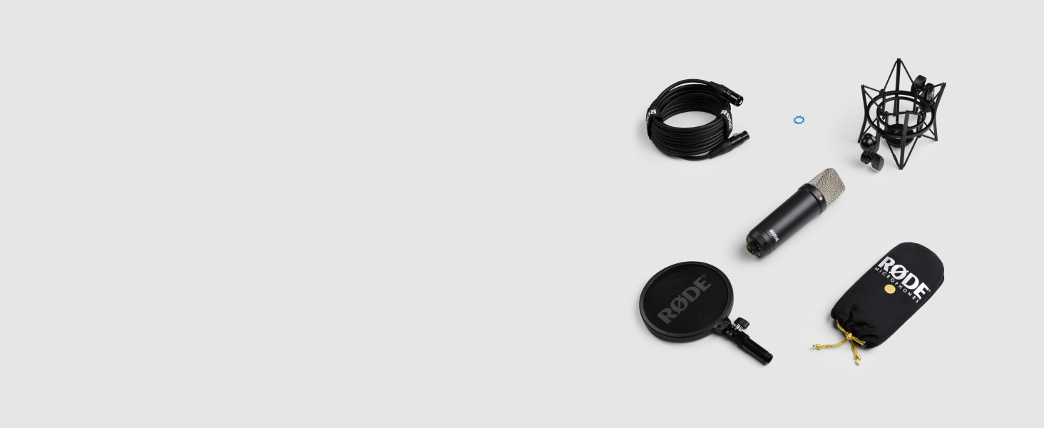 Мікрофон RØDE NT1 Signature Series: конденсаторний, з поп-фільтром, XLR-кабель для запису вокалу, музики, стрімінгу та подкастингу, чорний