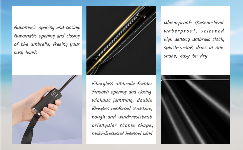 Зонт автоматичний штормостійкий з UV захистом, 8 ребер, легкий та міцний, білий