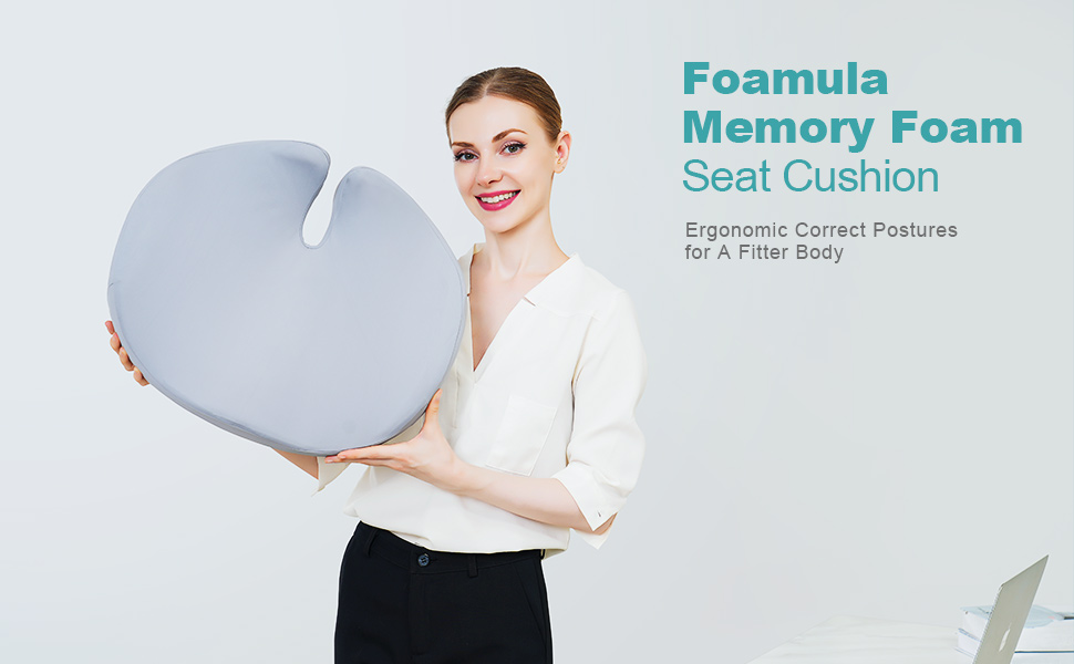 Ортопедична подушка для сидіння Foamula: комфорт та підтримка спини. Підходить для офісних крісел, авто та дому. Зручна при геморої та ішіасі. Чорний колір.