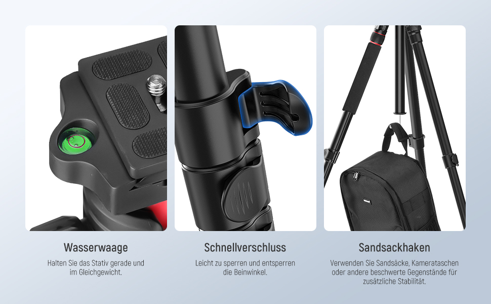 Штатив-монопод NEEWER BASICS TP08 для DSLR та відеокамер, компактний легкий штатив для подорожей з 360° кульковою головкою, Arca-типом швидкої зміни та реверсивною центральною колоною, навантаження до 6 кг