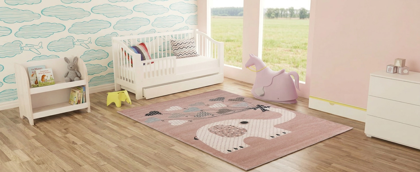 Дитячий килим Kinderteppich DOTS бежево-рожевий 80x150 см, Öko-Tex, для дівчаток, в дитячу кімнату