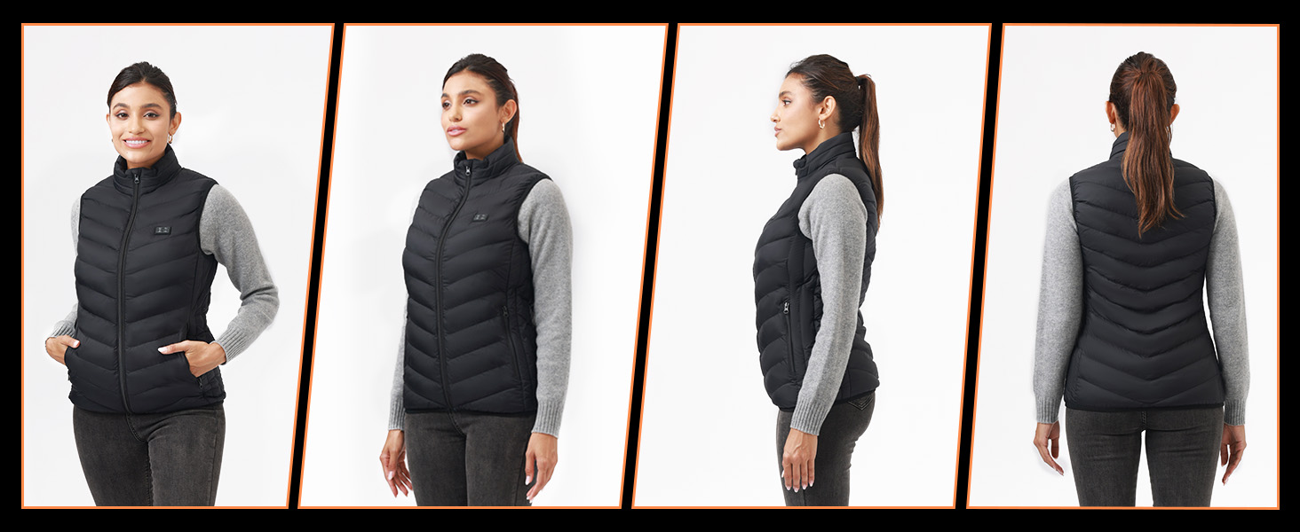 Гріюча жилетка для чоловіків та жінок з акумулятором 10000mAh, 5 зон обігріву, 3 режими температури, подвійне керування, для зимових активностей (L, Світло-чорний)