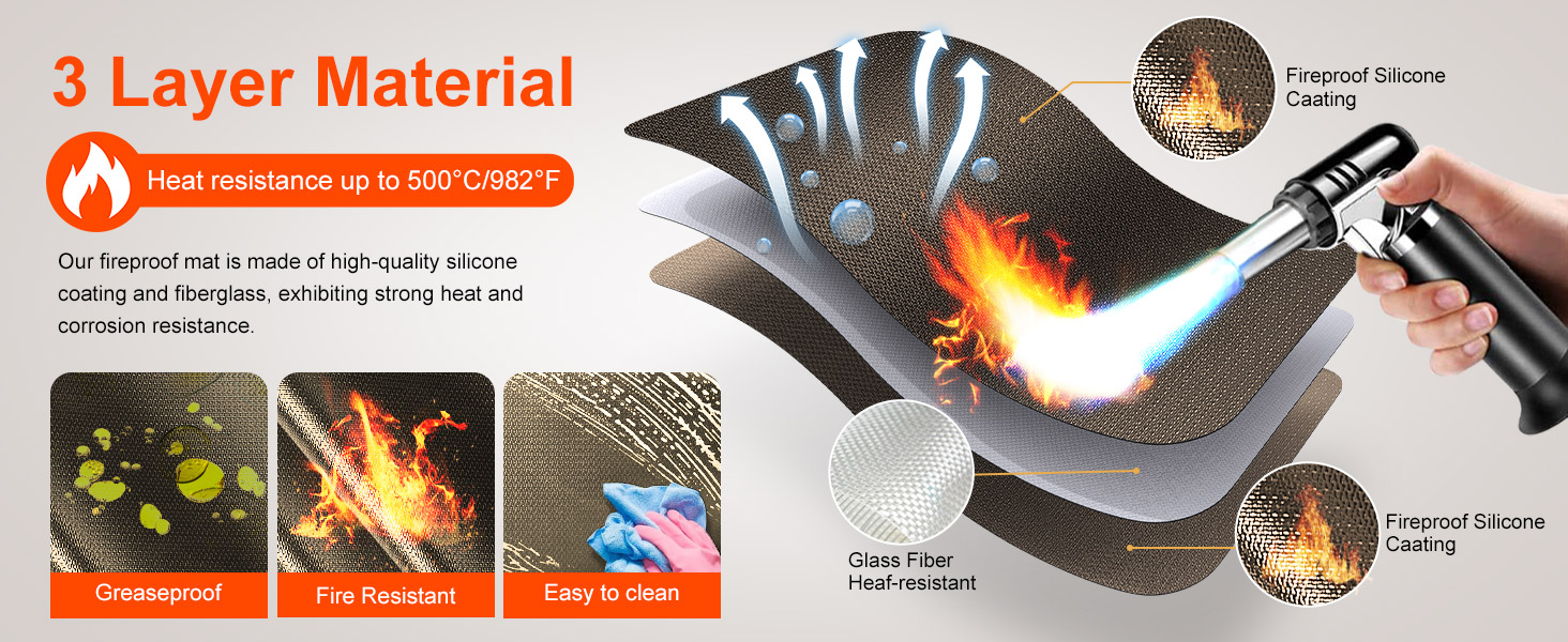 Термостійкий килимок | Силіконовий килимок для захисту від вогню | Килимок під фритюрницю | Килимок під кавоварку | Нековзний, вологостійкий (Коричневий, 40 x 60 см)