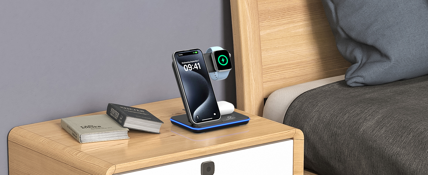 Бездротова зарядка 3-в-1 для Apple iPhone, Apple Watch та AirPods (чорний)