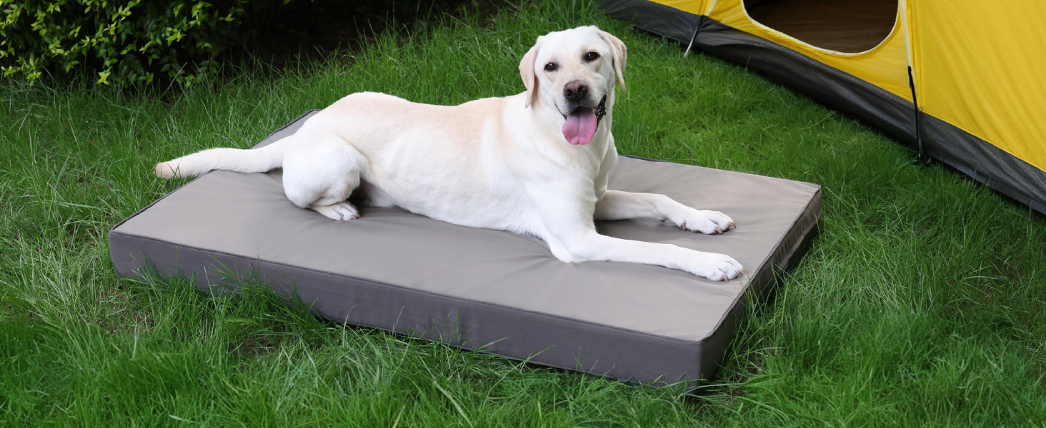 Ортопедичний лежак для собак великих порід 119x73 см, знімний чохол з екошкіри, м'який лежак-матрац для собак, сірий (L119xB73xH9 см)