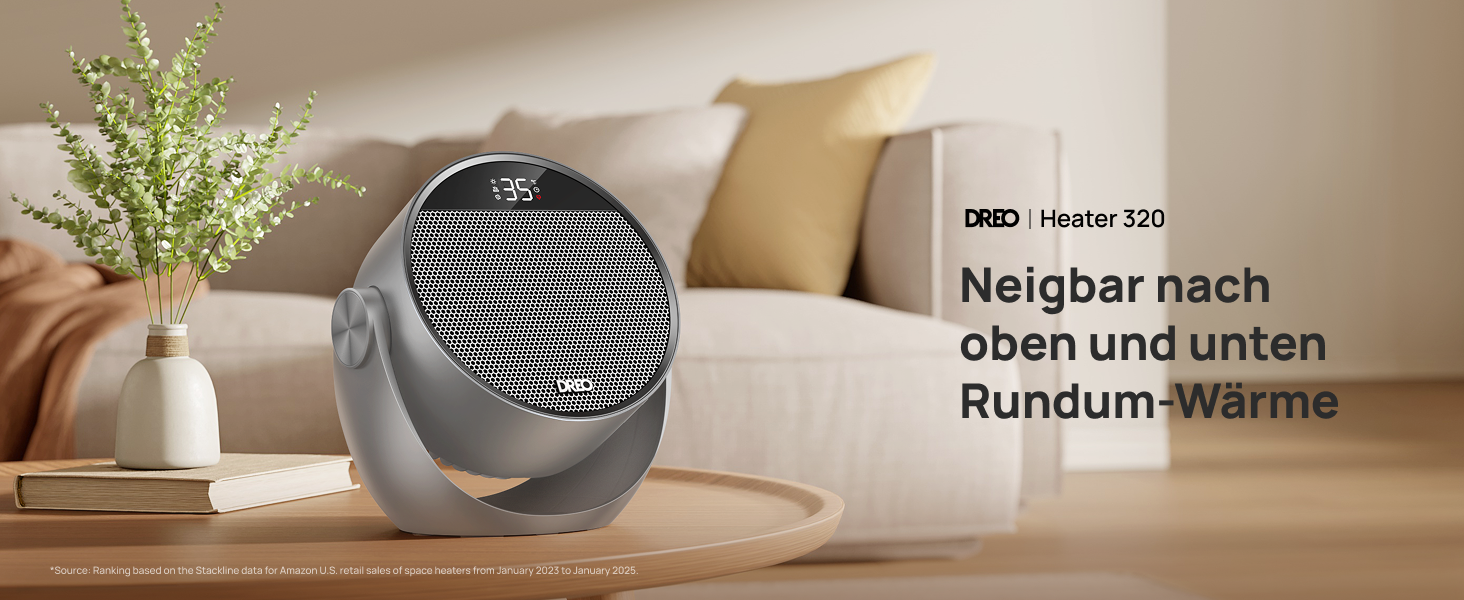 Обігрівач Dreo 1500W з термостатом, таймером та дистанційним керуванням. Компактний, тихий, з PTC-керамічним нагрівачем та 3 режимами.