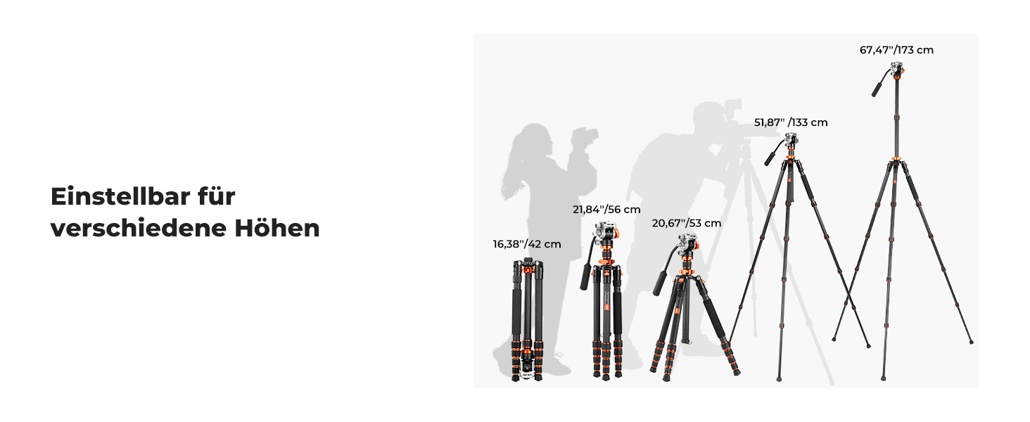 Штатив K&F Concept T254A7+BH-28L для камери: професійний, 230 см, з рідинною головкою