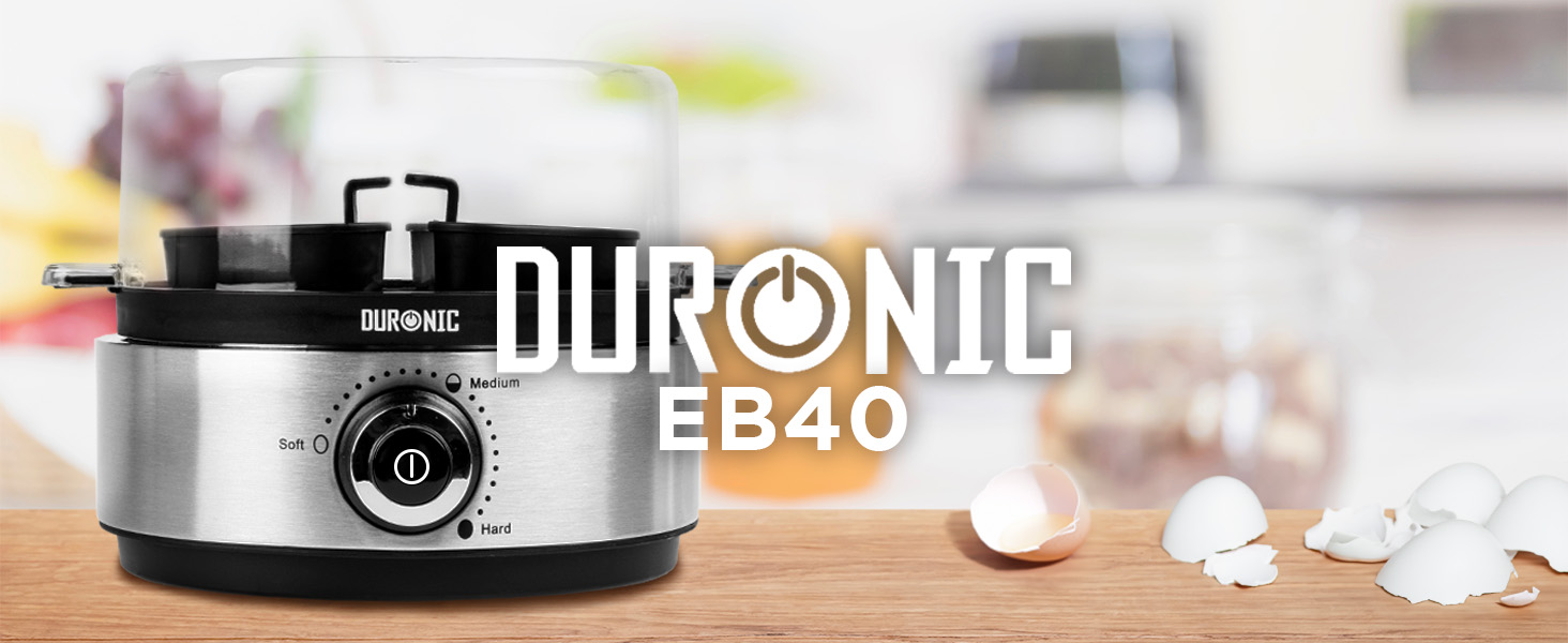 Електричний яйцеварка Duronic EB27 WE на 1-7 яєць з регулюванням ступеня готовності, таймером та захистом від перегріву, з мірним стаканчиком та знімачем яєць (чорний)