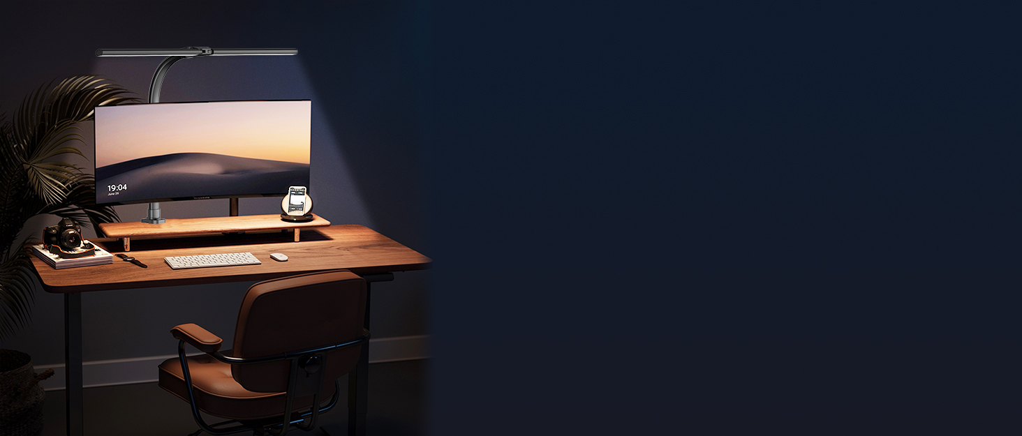 LED лампа для столу Doppelkopf з регулюванням яскравості, 24W, 80см, для дому/офісу, денне світло, лампа сови, кріпиться на стіл (чорний)