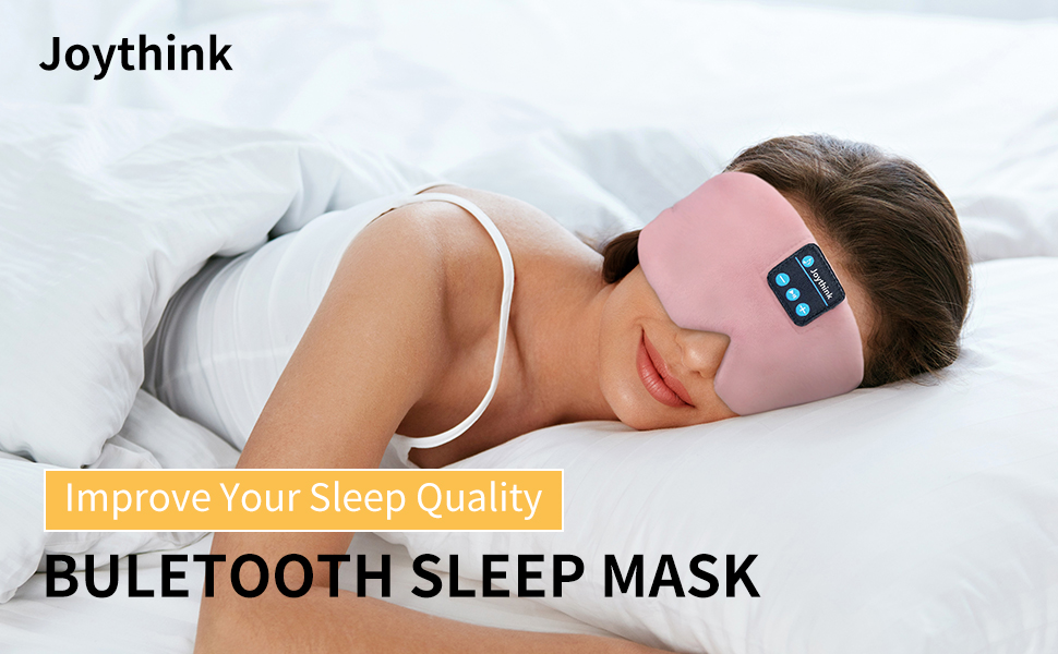 Маска для сну Joythink з Bluetooth 5.3 навушниками, шовкова, для зручного сну на боці, 16 год. роботи, рожева