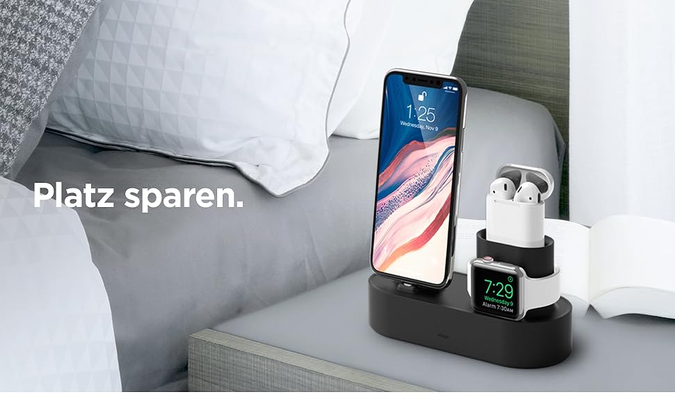 Зарядна станція Elago 3-в-1 для Apple Watch, AirPods та iPhone (білий/чорний) [Оригінальний кабель потрібен]