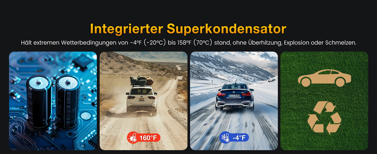 Відеореєстратор GKU 4K Dual з GPS, WiFi, ParkSurv, Нічне Бачення, WDR, 170° та G-Sensor. В комплекті SD-карта 64GB. Чорний