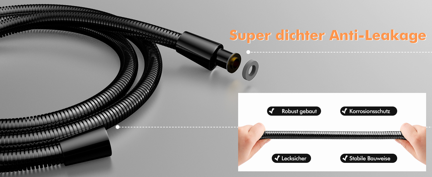 Showerhead with Filter MEKO High-Pressure Handheld Shower with 15-Layer Filtration, 1.5M Hose, 3 Spray Patterns, Water-Saving Showerhead for Removing Hard Water, Residual Chlorine, Bacteria, and Heavy Metals (Black)