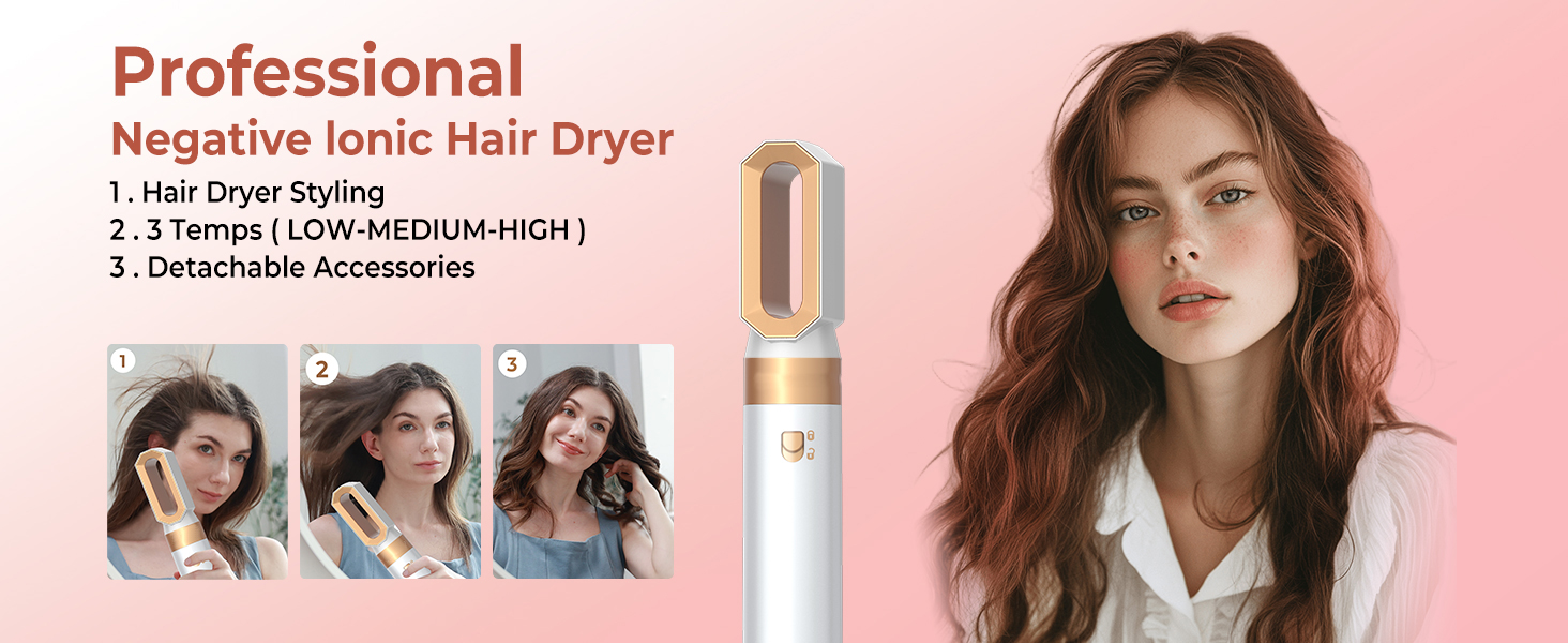 Pro Airbrush Air Styler 6 в 1: Фен-щітка, плойка, випрямляч для волосся, 1000W (білий)