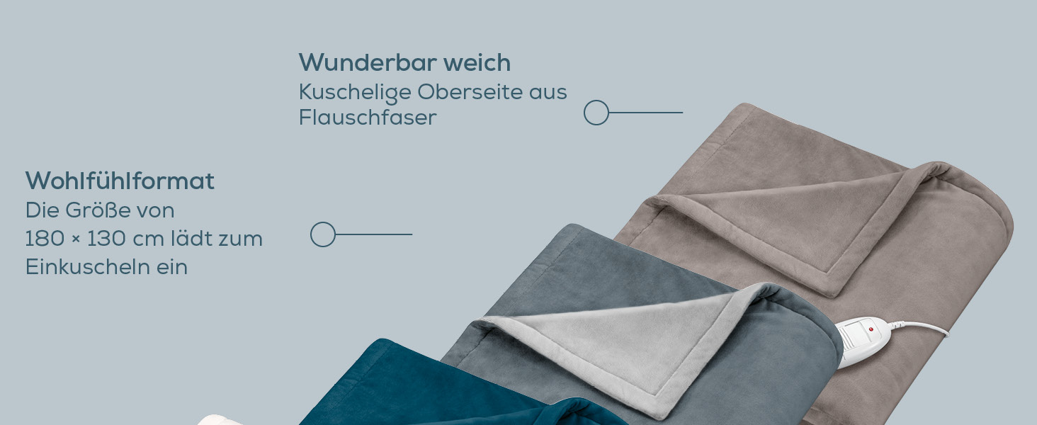 Електрична ковдра Beurer HD 75 з 6 рівнями нагріву, системою безпеки та автовимкненням, 180 x 130 см, Taupe