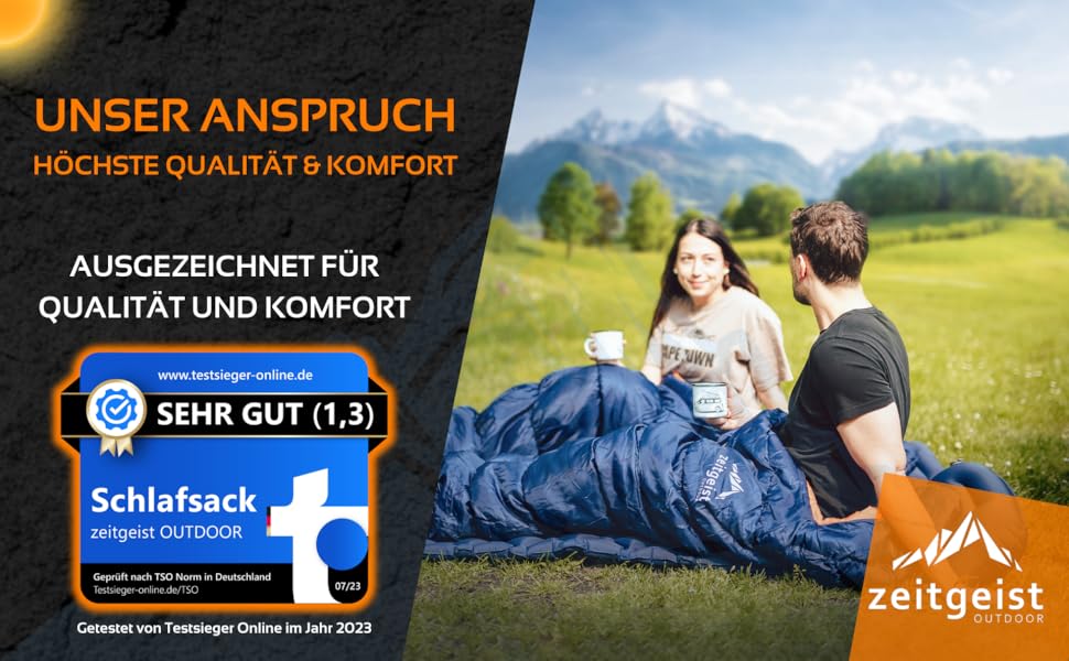 Сплячий мішок Zeitgeist Outdoor 3 сезони для дорослих 210x81 см, водонепроникний, легкий, 10°C, для мото, риболовлі, велосипеда, трекінгу та кемпінгу