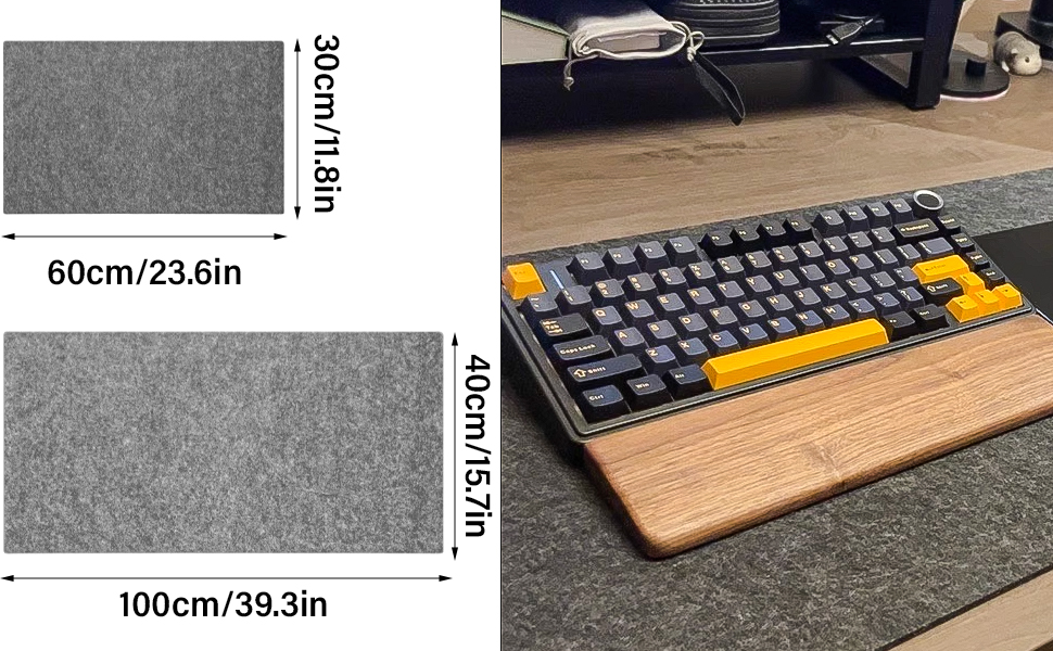 Підкладка під мишу з фетру 60x30 см, велика, для офісу та дому (темно-сірий)