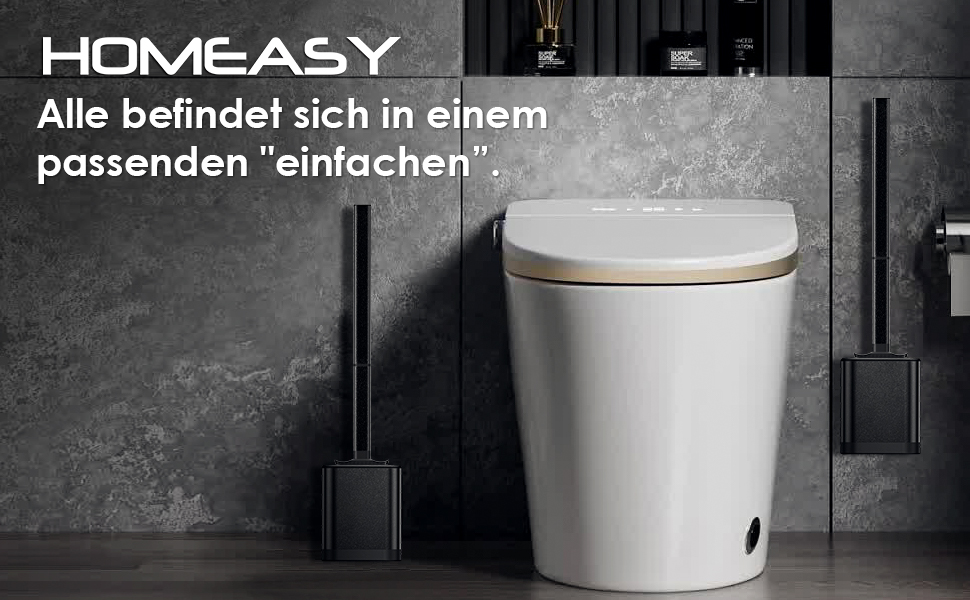 Силіконова щітка для унітазу Klobürste з нержавіючої сталі та контейнером, гнучка щітка для туалету, набір для кріплення на стіну без свердління, для ванної кімнати (чорний)