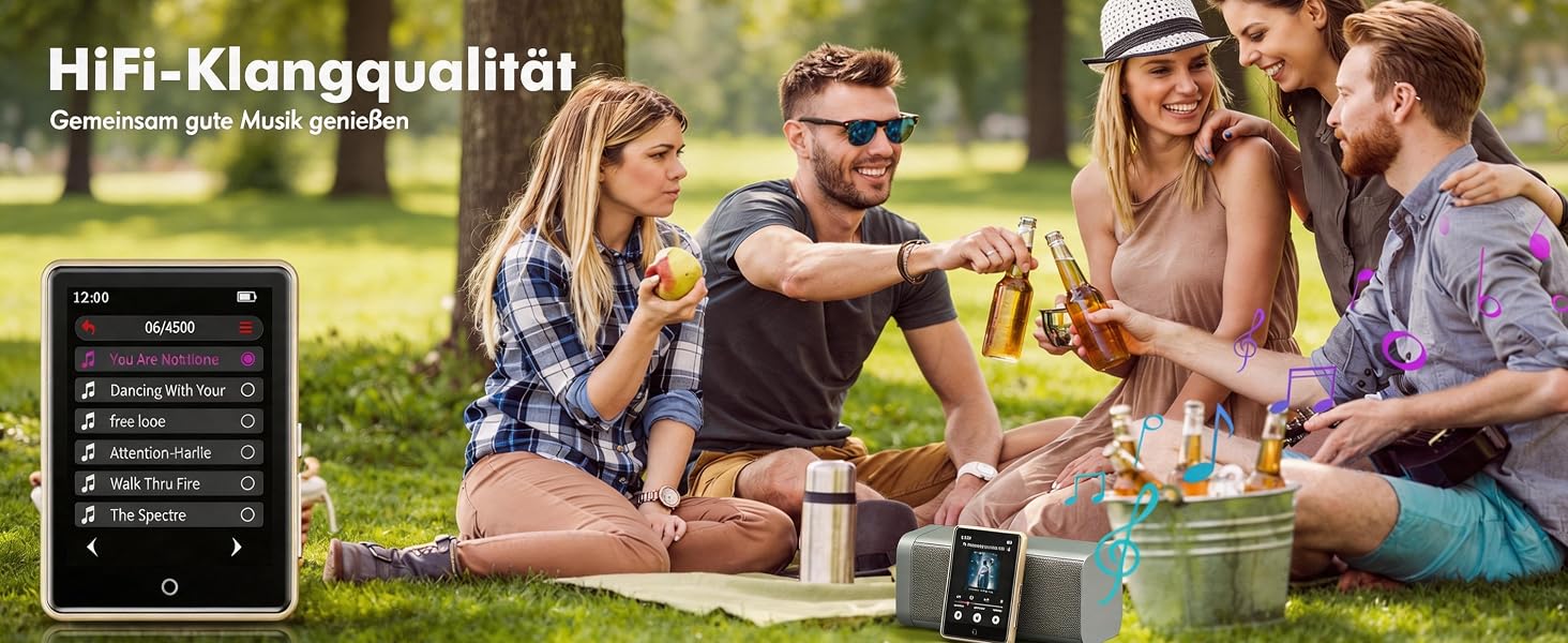 MP3-плеєр 32GB з Bluetooth 5.3 та динаміком, портативний Hi-Fi плеєр для дітей з 2.8-дюймовим сенсорним екраном, FM-радіо та диктофоном, підтримка TF-карт до 128GB (Золотий)
