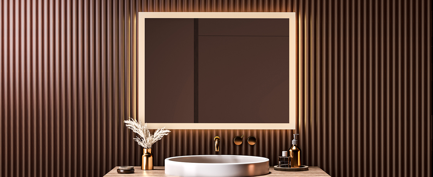 Дзеркало для ванної кімнати EMKE® з підсвічуванням 80x60 см, тепле біле світло 3000K, вимикач, вертикальна/горизонтальна установка, IP44, енергозберігаюче