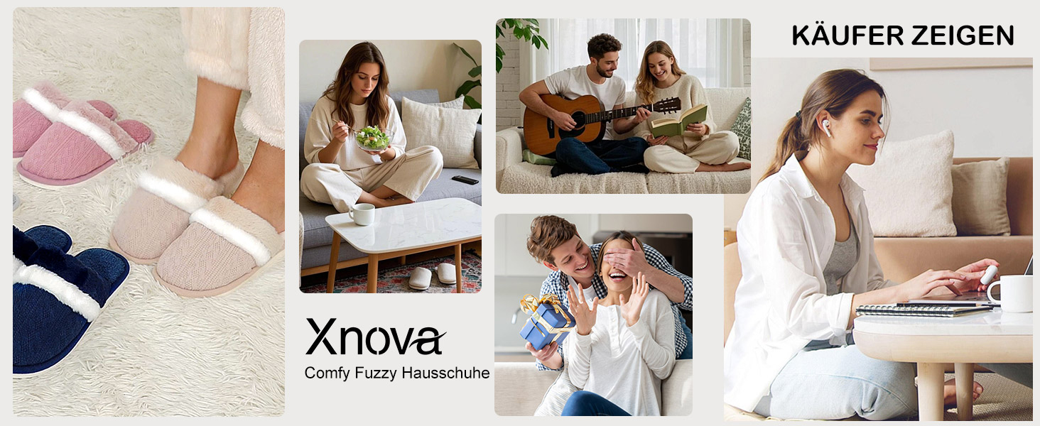 Тапочки жіночі Xnova, плюшеві, м'які, з пам'яттю, антиковзкі, теплі зимові, сірі, 44/45 EU