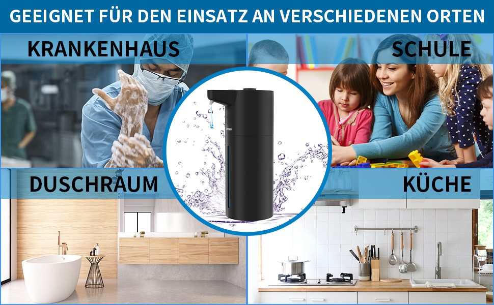 Автоматичний дозатор мила, електричний, чорний, для кухні та ванної кімнати