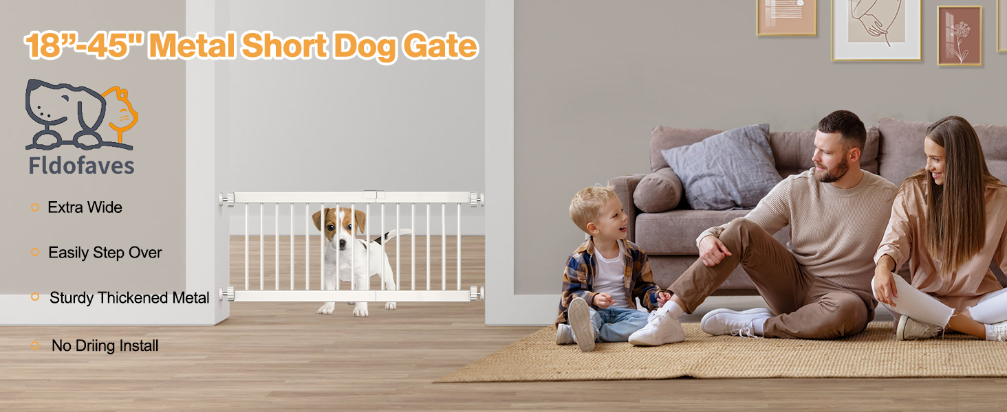 Коротка перегородка для собак Fldofaves, 45-115 см, для дому, висота 35 см, розширювана, з 3 подовжувачами (25 см)
