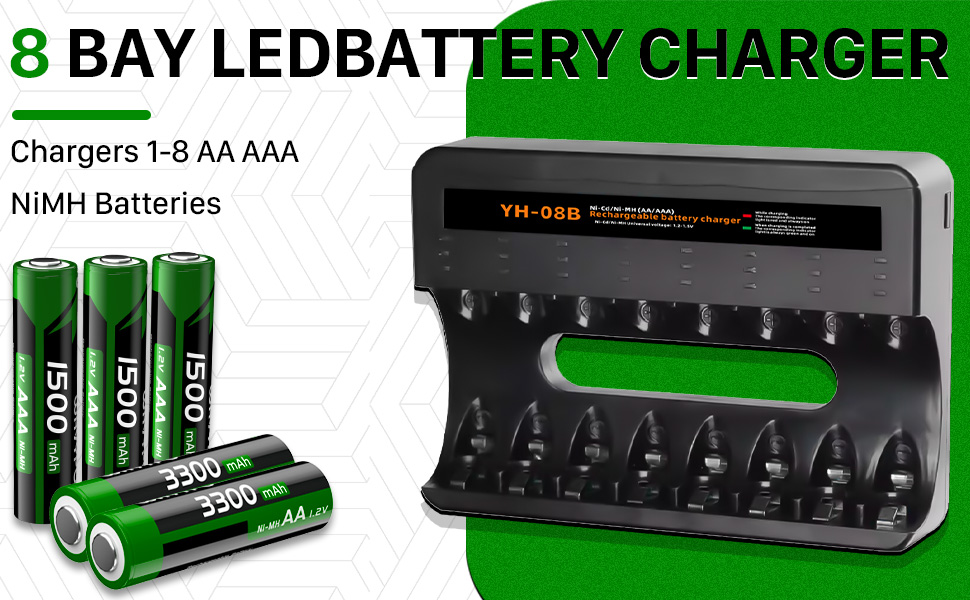 Зарядний пристрій для акумуляторів AA/AAA 8 слотів - розумний зарядний пристрій для NI-MH/NI-CD акумуляторів