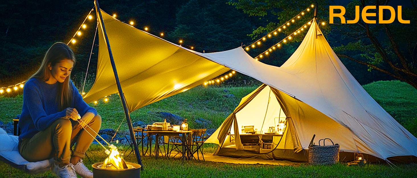 Ланцюжок вогнів RJEDL для декору: 12м, 100 LED, кулі, 8 режимів, IP67, пульт, тепле світло, для дому та саду